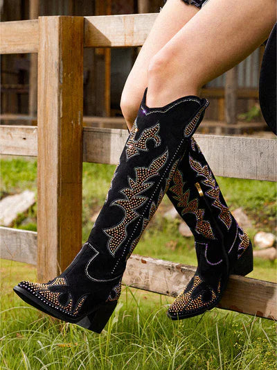 Sequin Floral Western Cowboy Boots