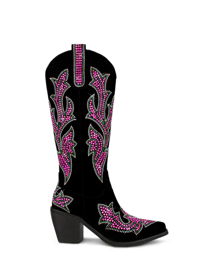 Sequin Floral Western Cowboy Boots