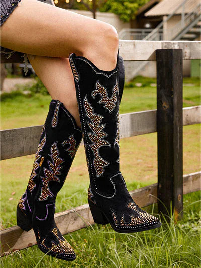 Sequin Floral Western Cowboy Boots