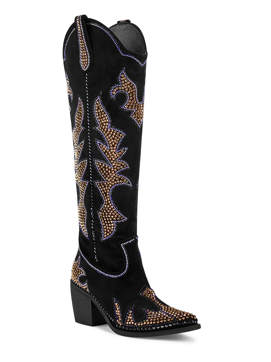 Sequin Floral Western Cowboy Boots