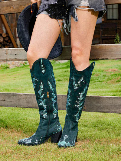 Sequin Floral Western Cowboy Boots