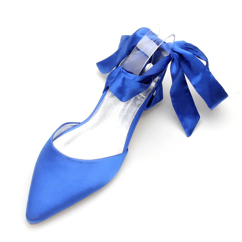 Pointed Toe Ribbon Tie Bridal Party Prom Dress Flats