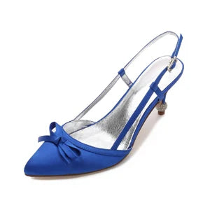 Elegant Satin Slingback Heels with Bow