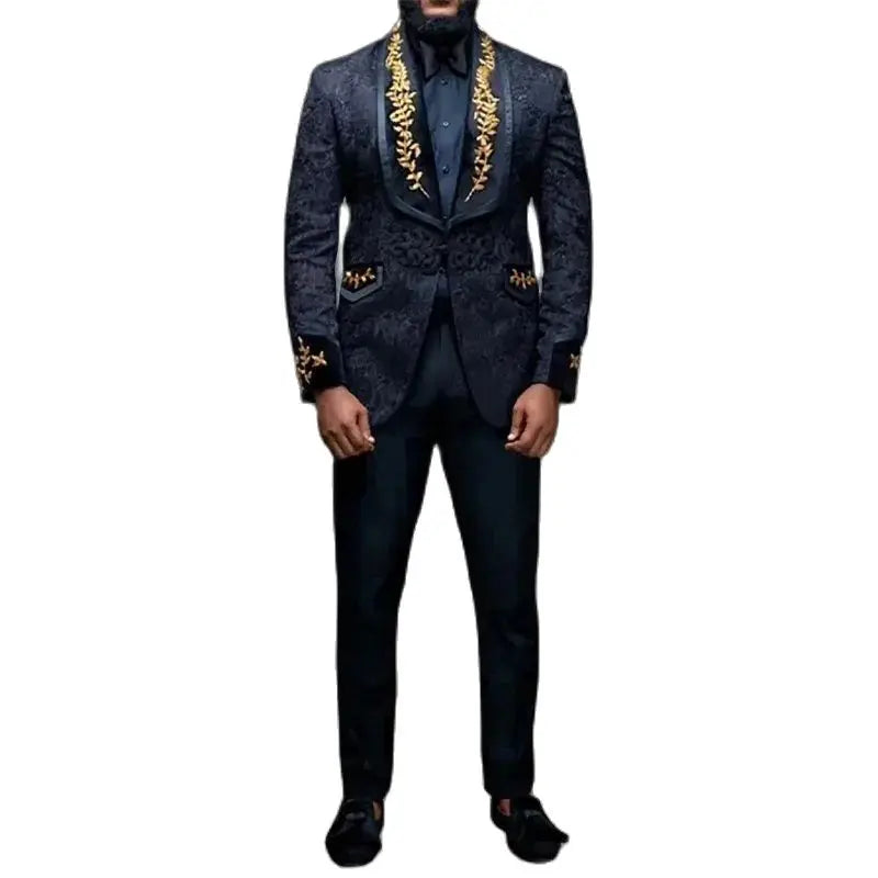 Luxury Black Jacquard Blazer for Men