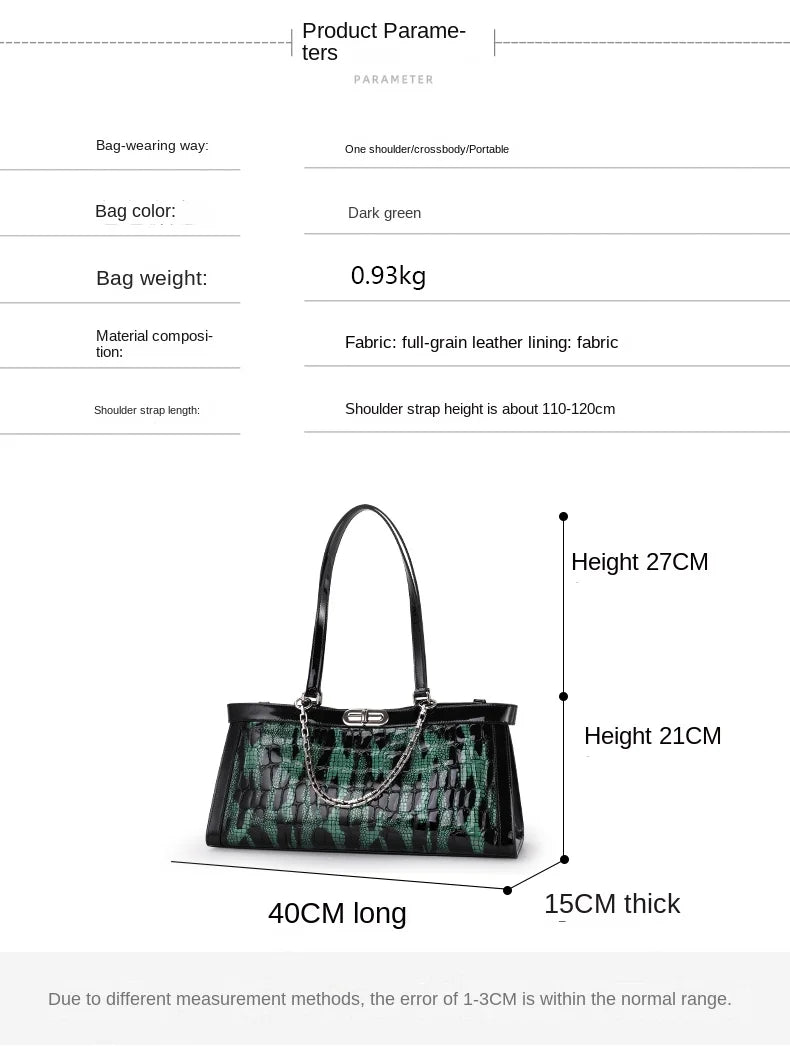 Trend Lady Designer Crocodile Pattern Tote Bag Shoulder Underarm Bags