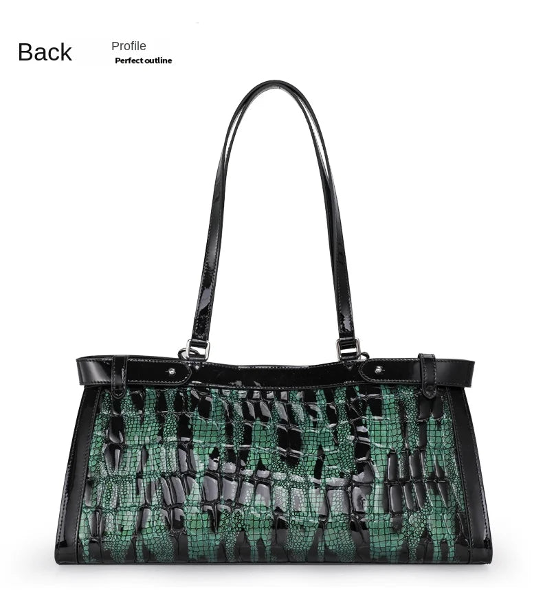 Trend Lady Designer Crocodile Pattern Tote Bag Shoulder Underarm Bags