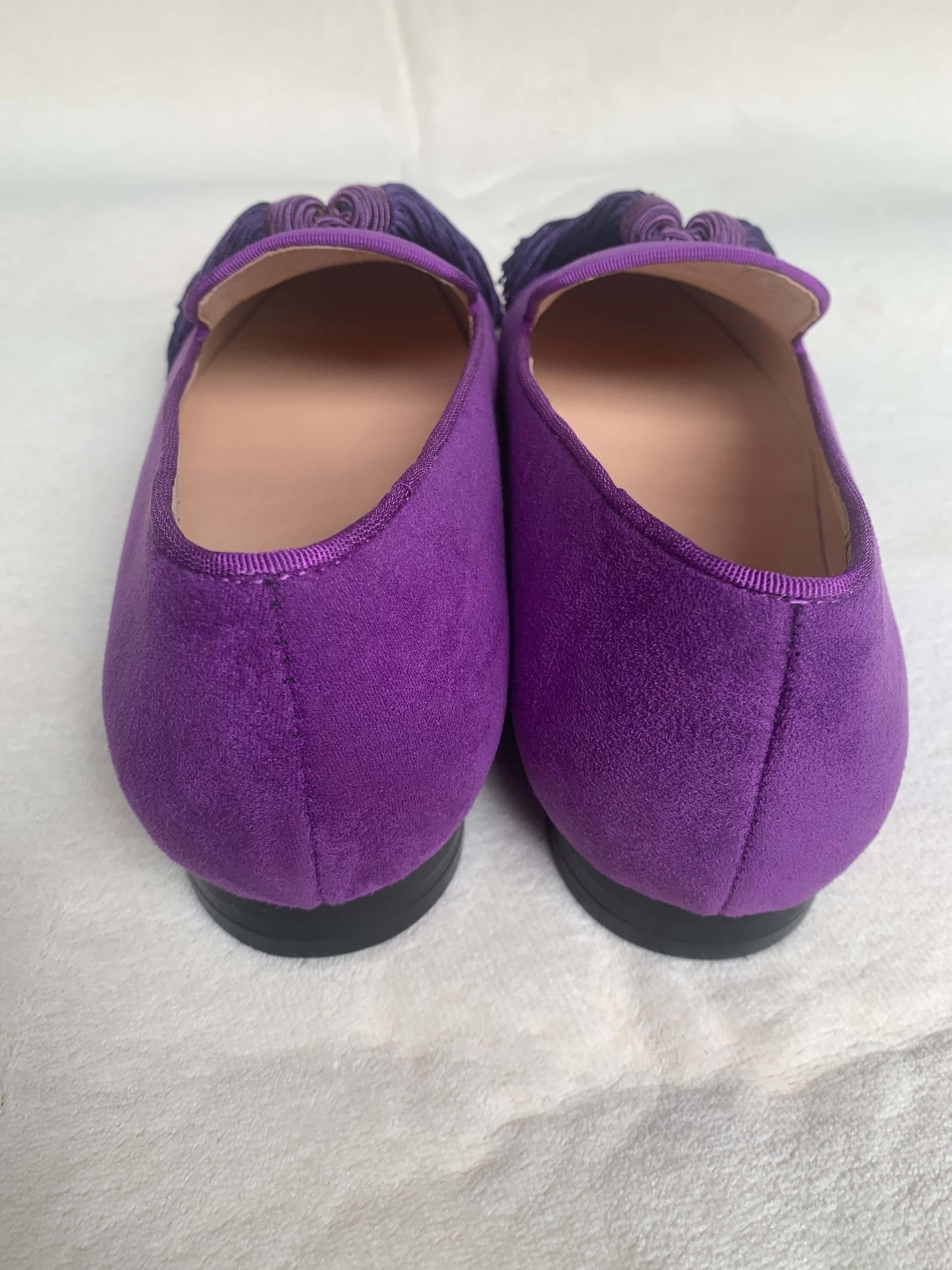 Men Handmade Shoes Purple Suede Loafers Tassels