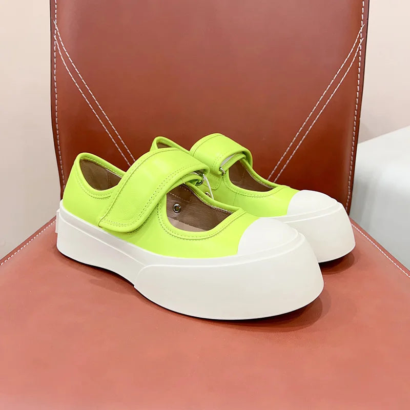 New Big Head Flat Shoes Women's Colorful Chunky Causal Shoes