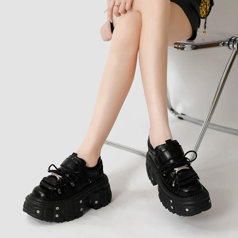 Punk Style Women Shoes Lace-up heel height Platform Shoes