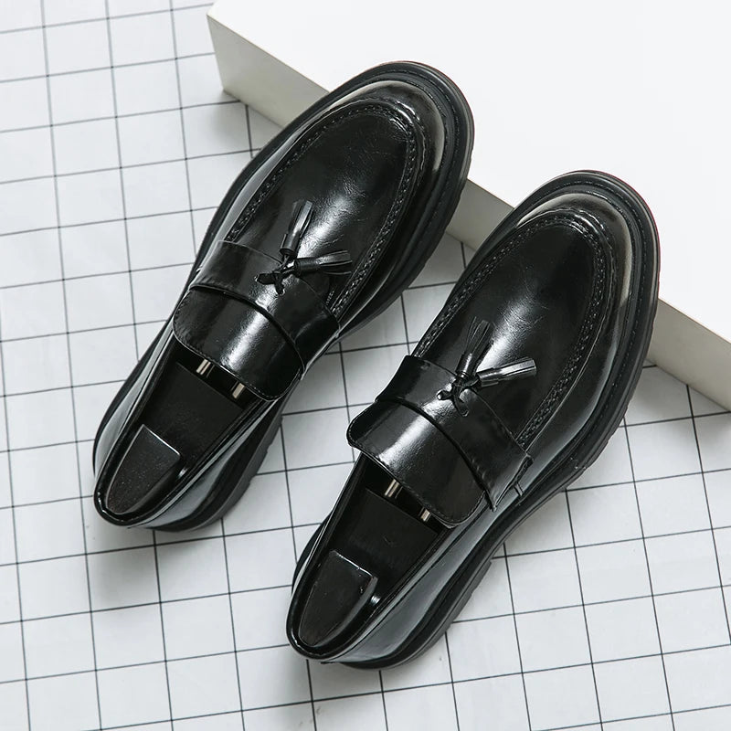 Men's Casual Moccasins Black Fashion Luxury Loafers Wedding Shoes