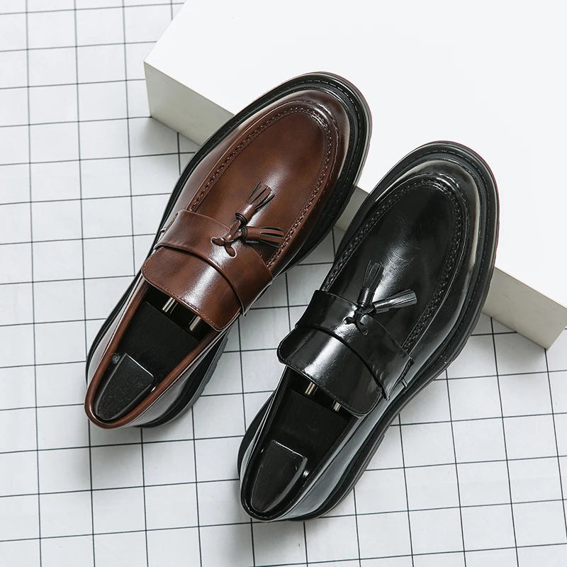 Men's Casual Moccasins Black Fashion Luxury Loafers Wedding Shoes