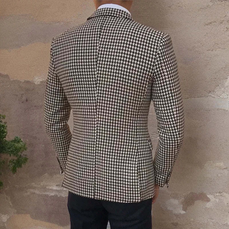 Men's Black and White Houndstooth Suit