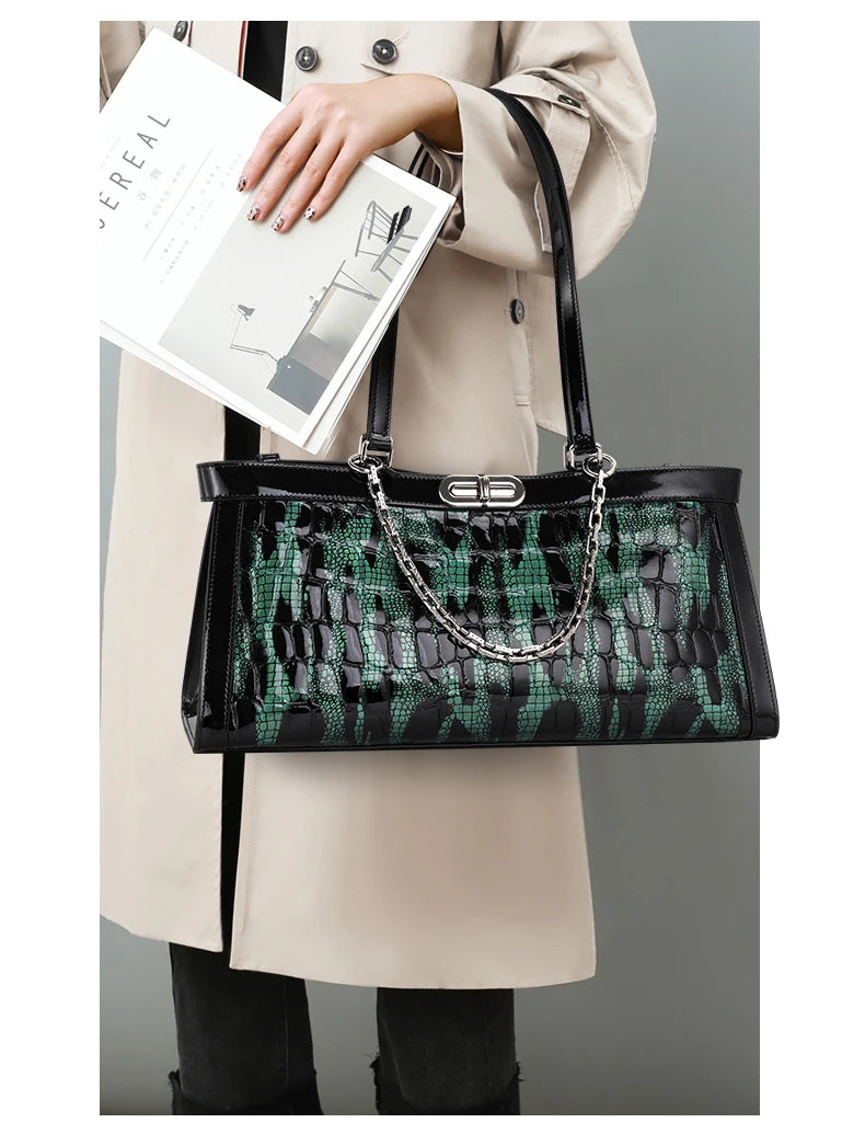 Trend Lady Designer Crocodile Pattern Tote Bag Shoulder Underarm Bags