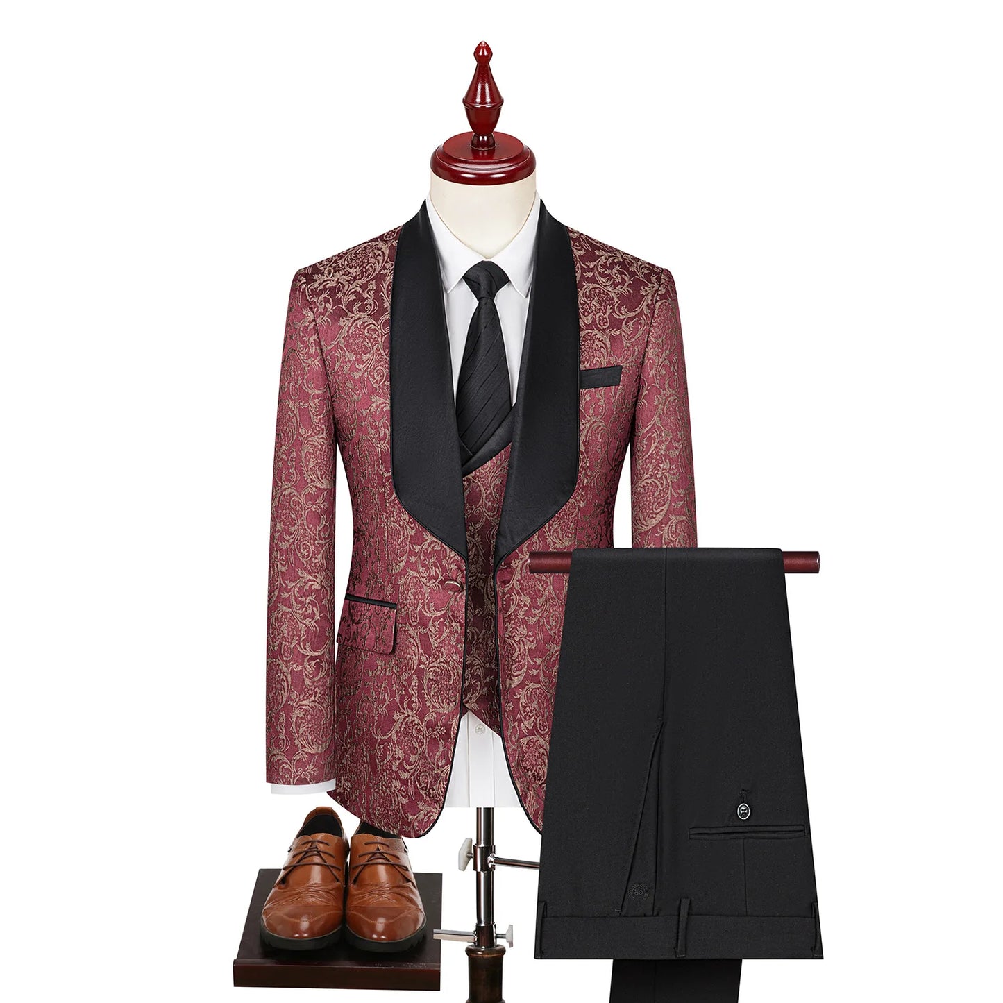 Cross-Border Plus-Size Men's Jacquard Suit 3 Piece Wedding Groom Suit