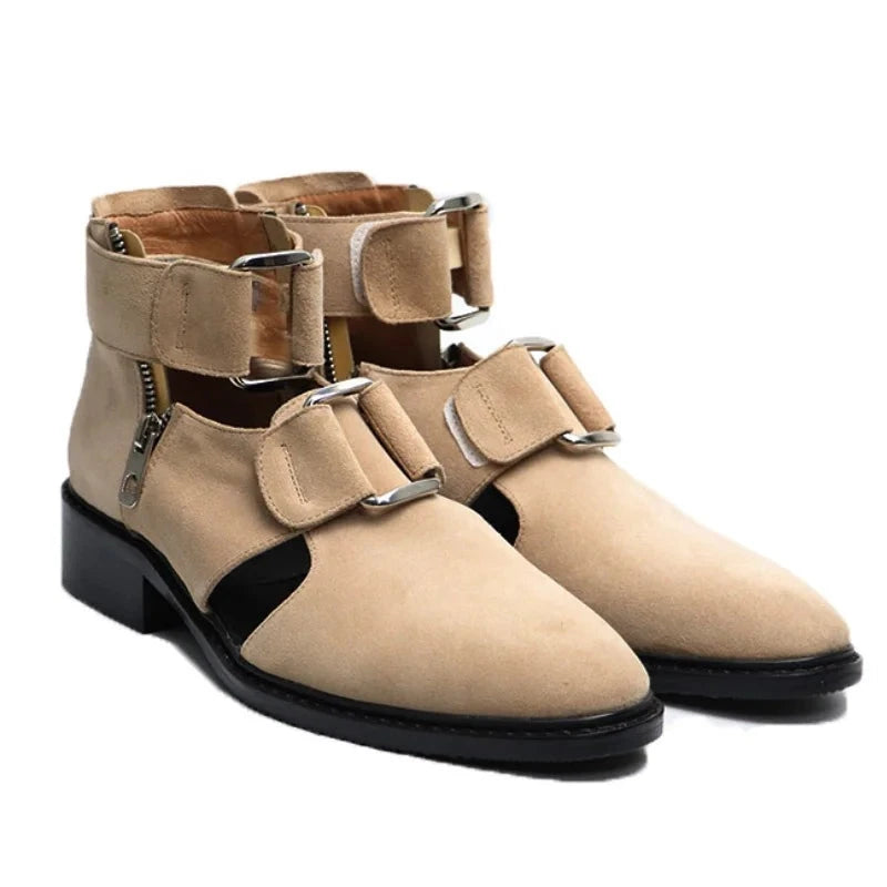 Thick Sole Pointed Toe Roman Sandals Side Zipper Men's Summer Sandals