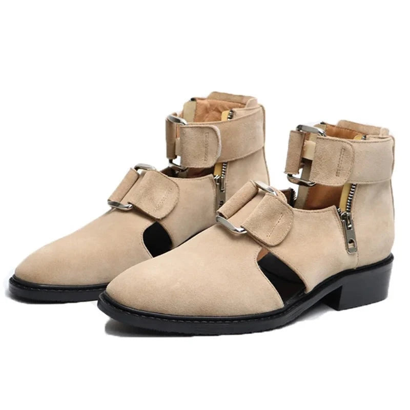 Thick Sole Pointed Toe Roman Sandals Side Zipper Men's Summer Sandals