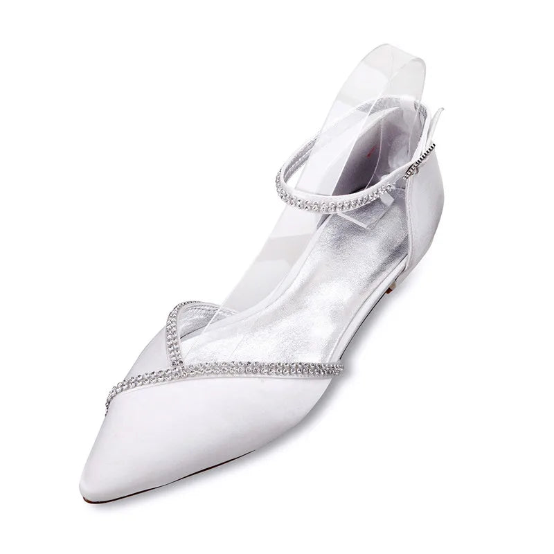 Pointed Toe Ankle Buckle Strap Bridal Prom Dress Shoes