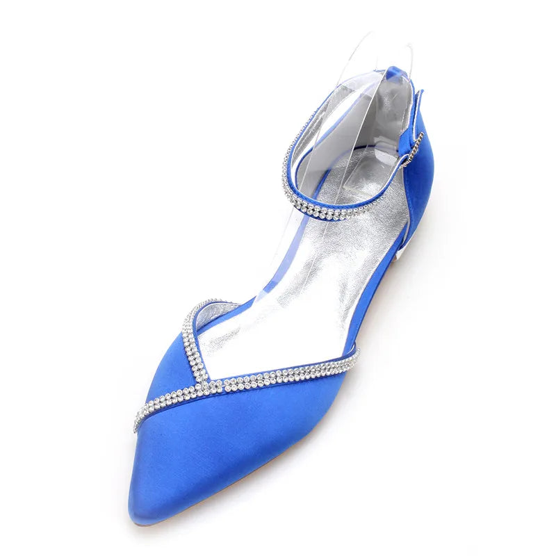 Pointed Toe Ankle Buckle Strap Bridal Prom Dress Shoes