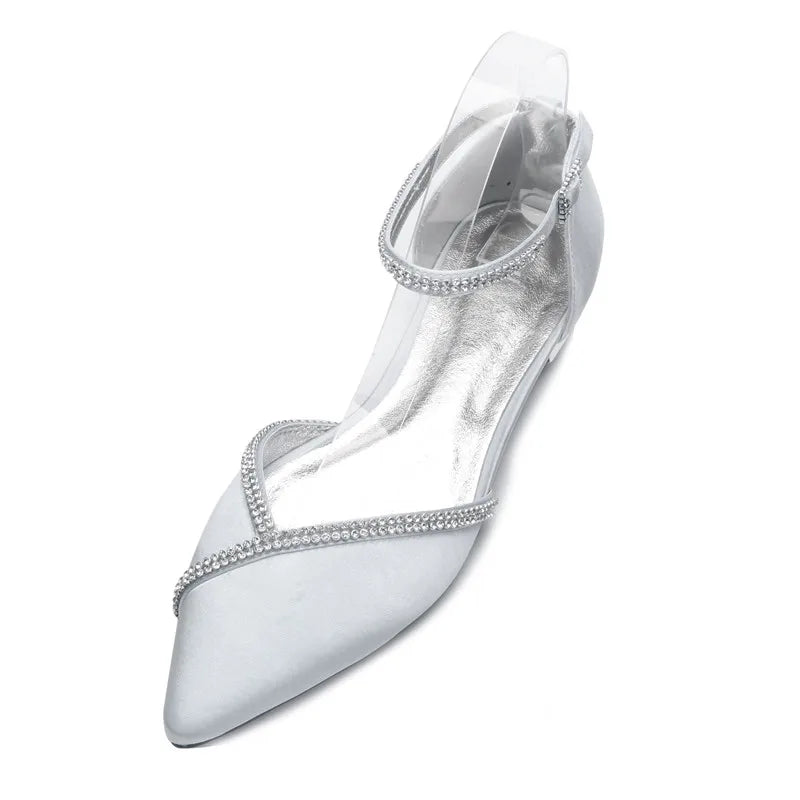 Pointed Toe Ankle Buckle Strap Bridal Prom Dress Shoes