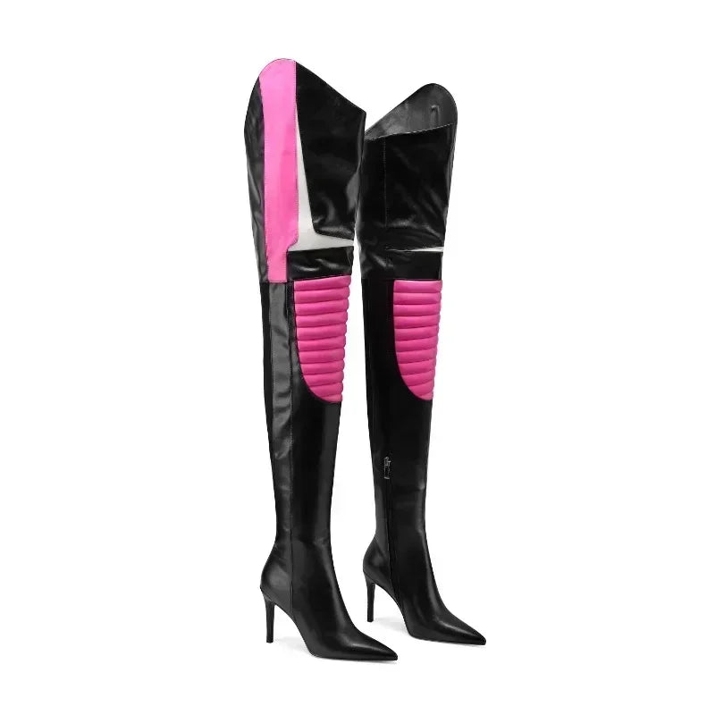 Women's New Fashion Over Knee Boots Side Zipper Tip Party Ball Thigh Boots