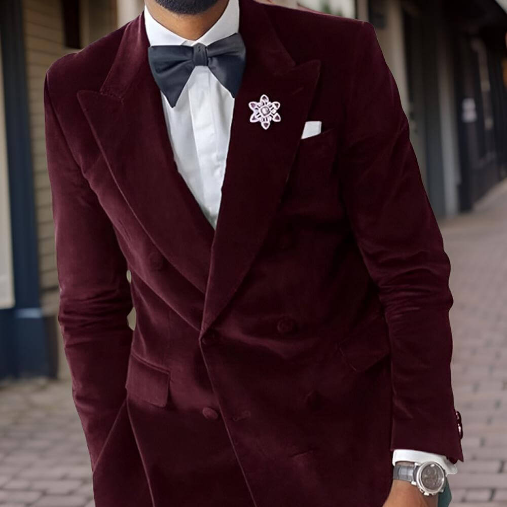 Slim Fit Velvet Wedding Tuxedo Blazer for Men