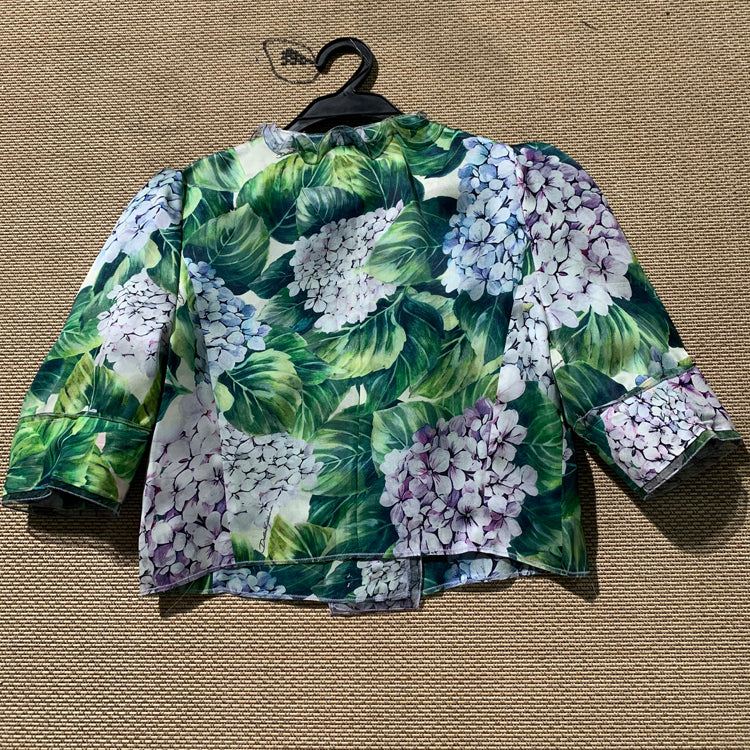 Tropical Plant Short Tulle Cardigan