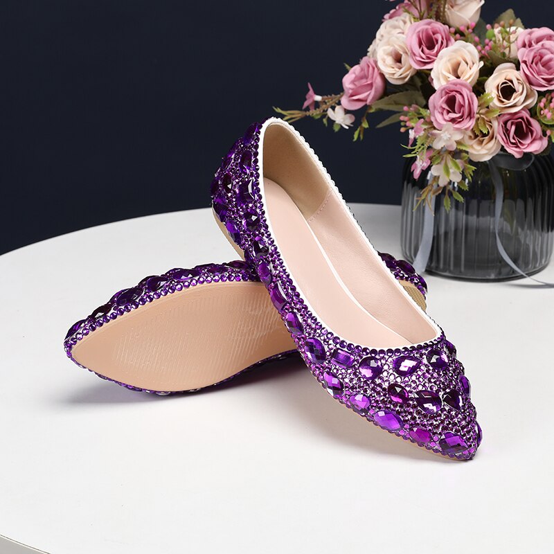 Pointed Toe Crystal Wedding shoes Bride Party dress shoes