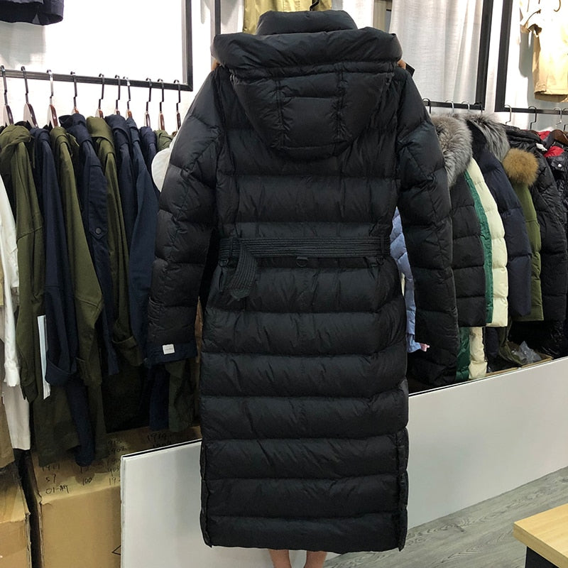 Long Women Winter Down Jacket 90% White Duck Down Coat Thick Warm Casual Hooded Slim Snow Outerwear Female Parka Waterproof - LiveTrendsX