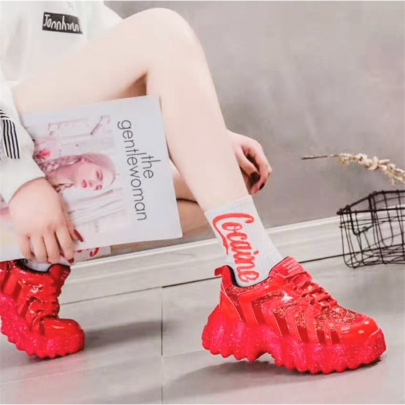 Women's Rhinestone Short Platform Sneakers 2020 Winter Fashion Style Warm Women Trainers Ladies Chunky Shoes Footwear - LiveTrendsX