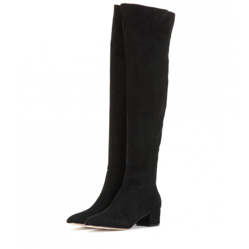 New Woman Round Toe Suede Thick Heels Over The Knee Boots