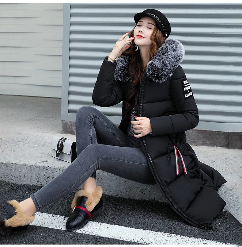 Winter jacket women high quality down coat female  long slim solid color female Jackets zip fur collar women down Jacket - LiveTrendsX