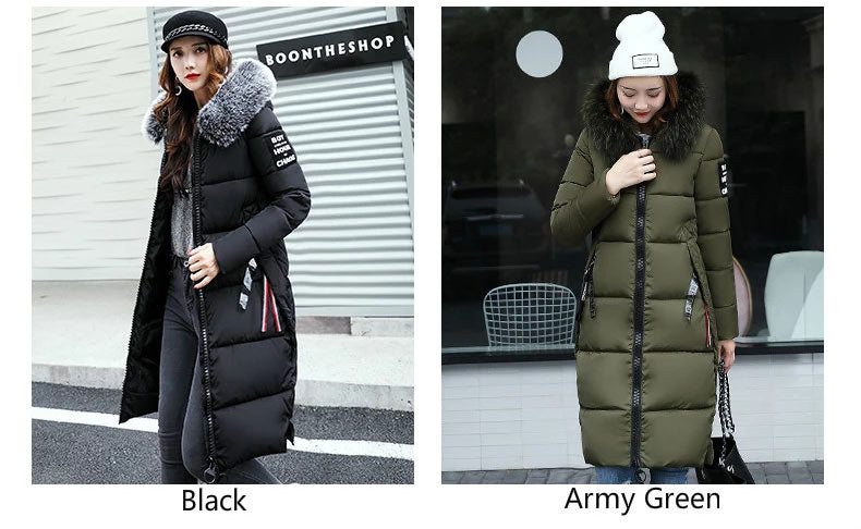 Winter jacket women high quality down coat female  long slim solid color female Jackets zip fur collar women down Jacket - LiveTrendsX