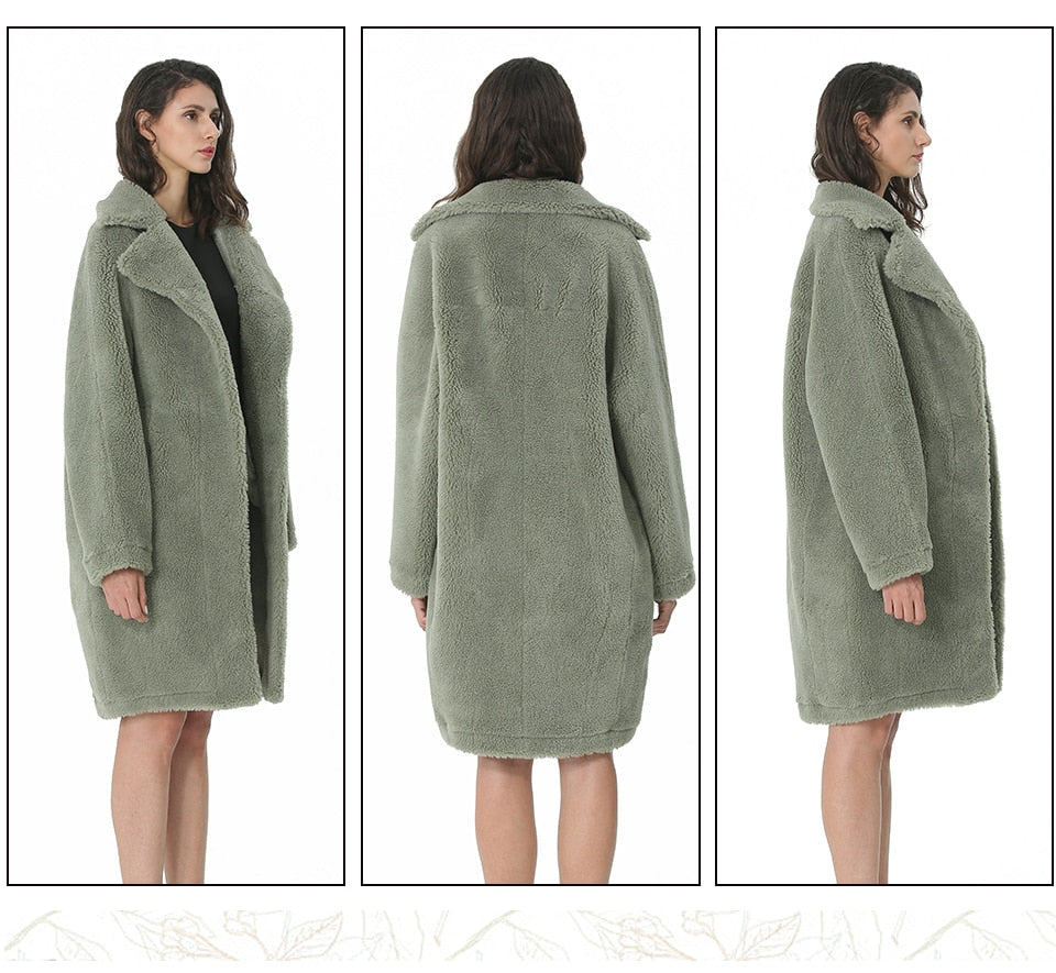 Winter Women Wool Coat Cashmere Female Long Coat Blends Woolen Elegant Autumn Jacket For Ladies Thick Warm Fur Clothes Girl - LiveTrendsX