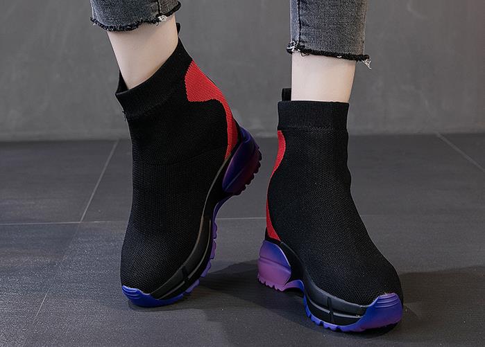 Increased socks shoes women's platform  spring and autumn new wild super fire cake bottom high to help Martin boots tide - LiveTrendsX