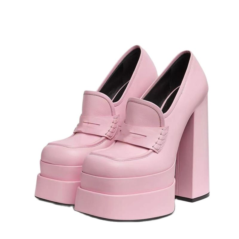 Women Waterproof Heels Pumps Platform Slip-On Shoes