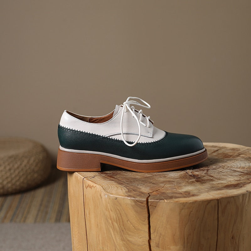 Women Genuine Leather Oxfords Shoes