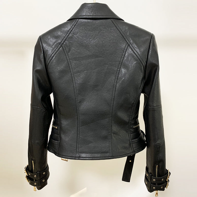 HIGH QUALITY 2020 Newest Designer Jacket Women's Lion Buttons Faux Leather Jacket Motorcycle Biker Jacket - LiveTrendsX