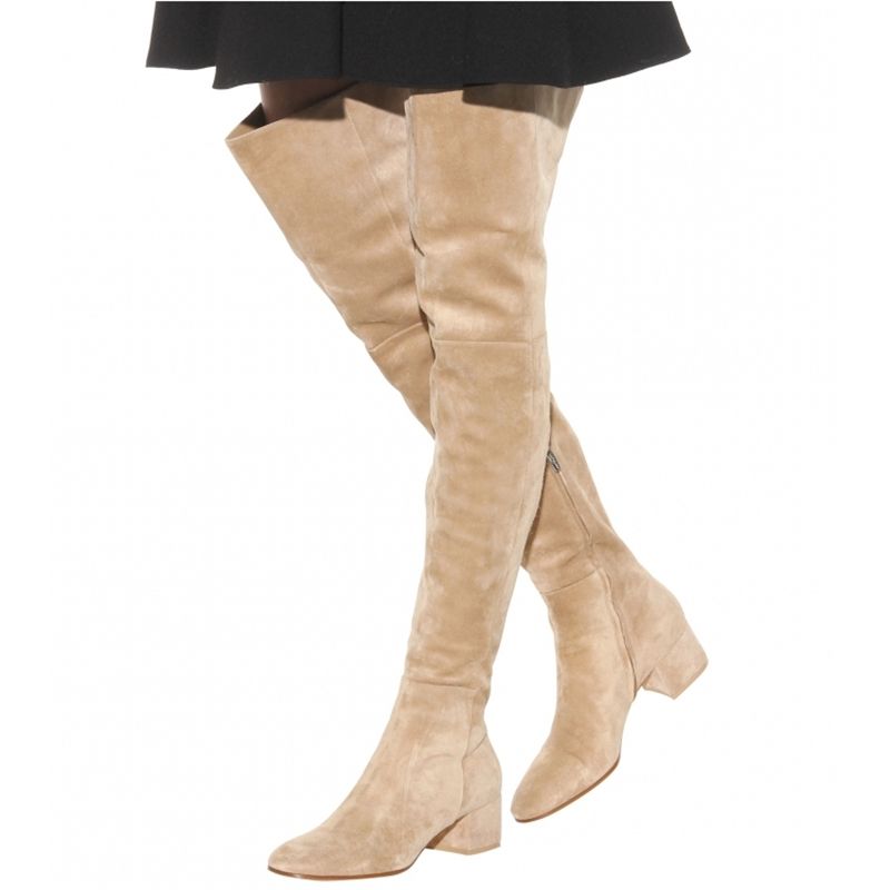 New Woman Round Toe Suede Thick Heels Over The Knee Boots