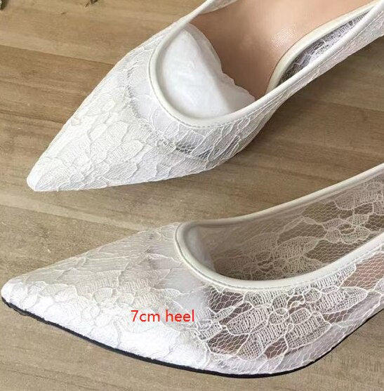 Flowers Wedding Shoes New Design Pumps Bride Lace High Heels