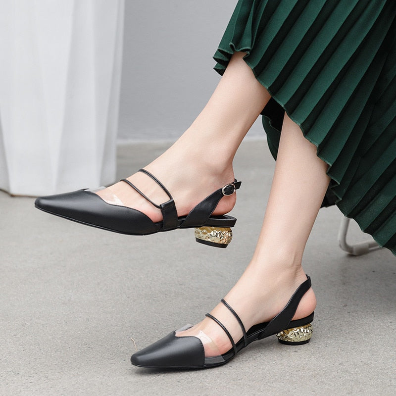 big size 42 genuine leather shoes woman elegant dress shoes ladies buckle summer shoes fashion women sandals - LiveTrendsX