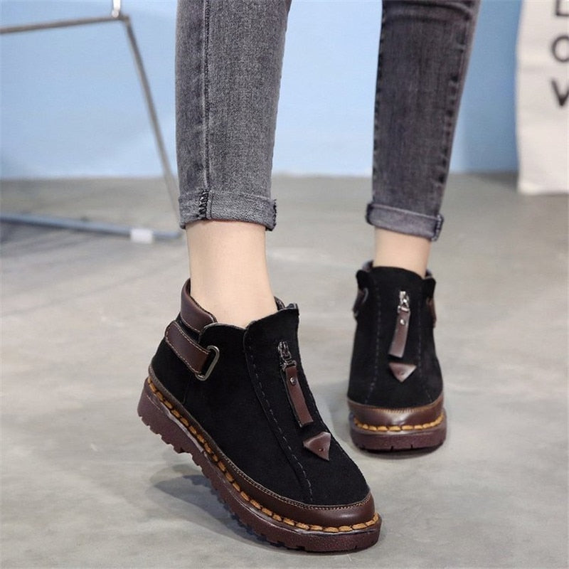 woman boots women's shoes  winter new British wind Chelsea boots female thick bottom Brooke flat Ankle boots woman Booties - LiveTrendsX