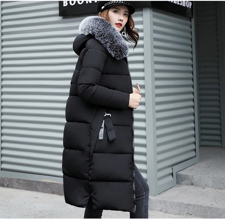 Winter jacket women high quality down coat female  long slim solid color female Jackets zip fur collar women down Jacket - LiveTrendsX