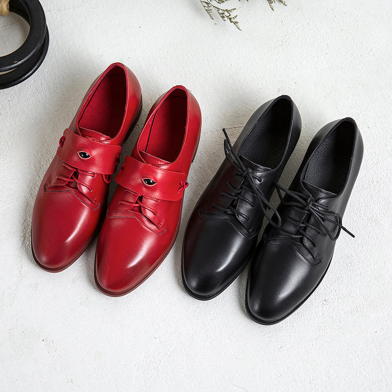 Woman Luxury Brand Genuine Leather Women Flat Shoes Lace-up Fashion Handmade Women Casual Oxfords Fashion Shoes - LiveTrendsX