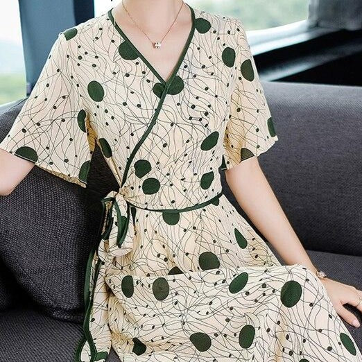 women's fashion slim temperament irregular elegant silk dress - LiveTrendsX