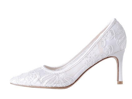 Flowers Wedding Shoes New Design Pumps Bride Lace High Heels