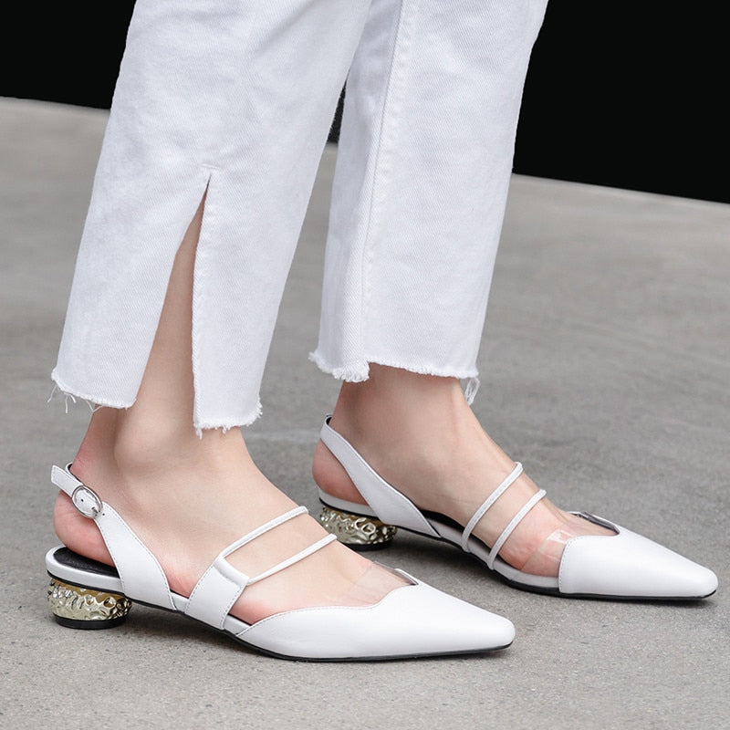 big size 42 genuine leather shoes woman elegant dress shoes ladies buckle summer shoes fashion women sandals - LiveTrendsX