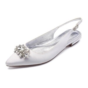 Lady satin evening dress shoes bridal wedding prom flats