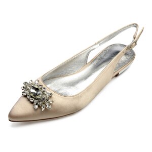 Lady satin evening dress shoes bridal wedding prom flats