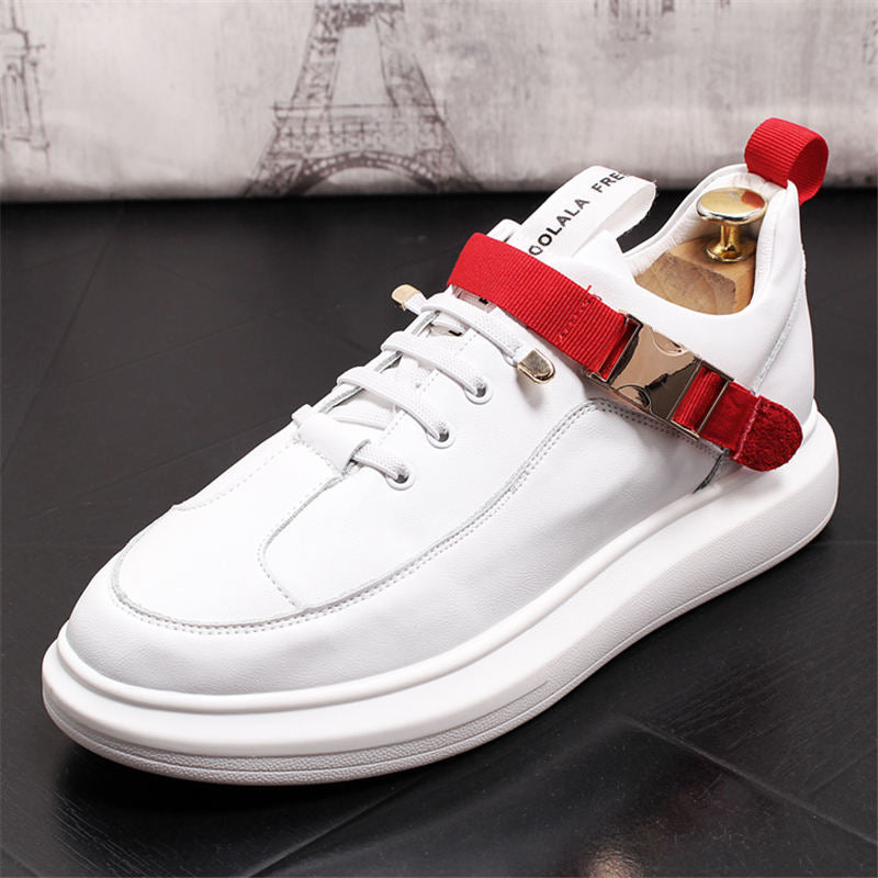 NEW British tide men's shoes fashion casual shoes Shiny blue buckle hip hop shoes for man youth trending platform white shoes - LiveTrendsX