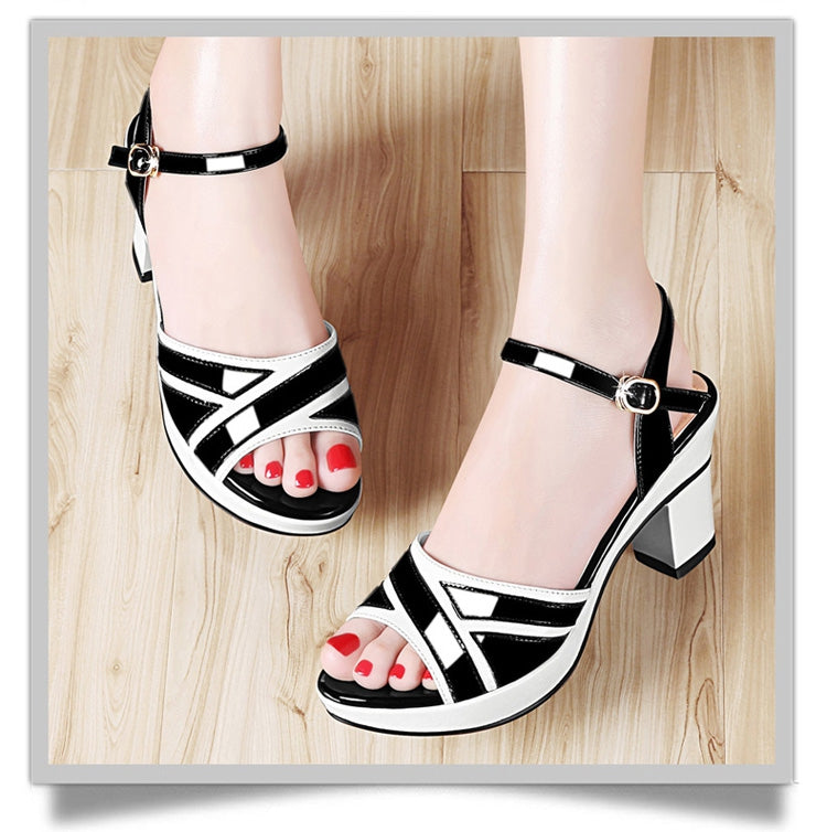 Women sandals Peep Toe buckle strap summer shoes woman fashion Thick high heels Gladiator sandals women Sandalias - LiveTrendsX